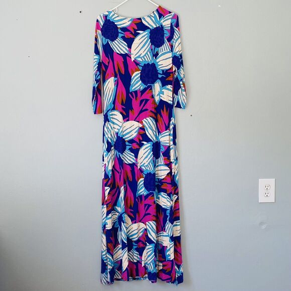 Soft Surroundings Dress Size Medium Serena Maxi Stretch Floral Side Slits - Picture 4 of 11